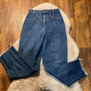 Ozark Mountain Denim Jeans Vintage Western No Back Pockets 26 Blue Raw Hem